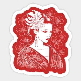 Japanese Geisha flower Sticker